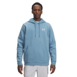 Bluza z kapturem Under Armour Icon Fleece. Niebieskie bluzy sportowe męskie Under Armour, bez wzorów, sportowe, bez kołnierzyka, bez ramiączek. Za 275.55 zł.