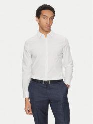 Calvin Klein Koszula LV04LB145G Biały Slim Fit. Białe koszule męskie CALVIN KLEIN, m, bez wzorów, z bawełny, bez kołnierzyka, bez ramiączek. Za 229.99 zł.
