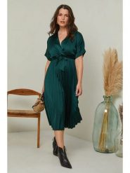 Curvy Lady Sukienka w kolorze ciemnozielonym rozmiar: 40/42. Zielone sukienki damskie Curvy Lady, na co dzień, bez wzorów, z tkaniny, klasyczne, bez kołnierzyka, bez ramiączek, maxi, proste. Za 113.63 zł.