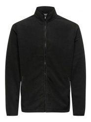 ONLY & SONS Kurtka polarowa "Sakeem" w kolorze czarnym rozmiar: M. Czarne kurtki męskie Only & Sons, m, bez wzorów, z polaru, bez kaptura. Za 105.63 zł.