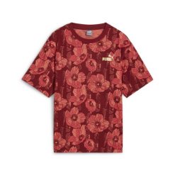 Damska koszulka z grafiką ESS+ CLASS ACT PUMA Intense Red. Czerwone bluzki sportowe damskie Puma, m, bez wzorów, z dżerseju, bez kołnierzyka. Za 158.95 zł.