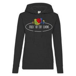 Damska Bluza Z Kapturem Z Nadrukiem Logo W Stylu Vintage. Czarne bluzy z kapturem damskie Fruit of the Loom, xl. Za 97.99 zł.
