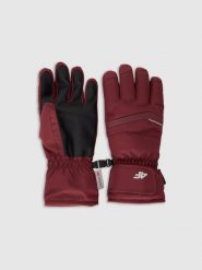 4F Rękawiczki narciarskie Thinsulate damskie - czerwone XL. Czerwone rękawiczki damskie 4f, na zimę, bez wzorów, z materiału. Za 149.99 zł.