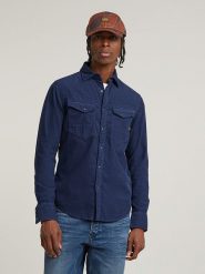 G-Star Koszula - Slim fit - w kolorze granatowym rozmiar: XXL. Niebieskie koszule męskie G-Star, xxl, bez wzorów, z bawełny, bez kołnierzyka, bez ramiączek. Za 219.60 zł.