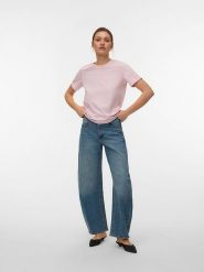 Vero Moda Koszulka w kolorze jasnoróżowym rozmiar: XS. Różowe bluzki damskie Vero Moda, xs, bez wzorów, z bawełny, bez kołnierzyka. Za 41.69 zł.