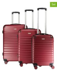 Geographical Norway 3-częściowy zestaw "Shock" w kolorze czerwonym rozmiar: onesize. Czerwone walizki Geographical Norway, bez wzorów, z materiału. Za 347.99 zł.