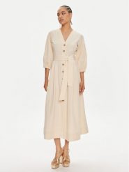 TWINSET Sukienka koszulowa 241TT2051 Beżowy Loose Fit. Brązowe sukienki damskie Twinset, bez wzorów, z bawełny, bez kołnierzyka, bez ramiączek, koszulowe. Za 799.99 zł.
