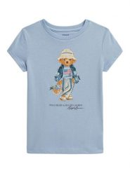 Polo Ralph Lauren T-Shirt 312A11759001 Błękitny Regular Fit. Niebieskie koszulki dziewczęce Polo Ralph Lauren, bez wzorów, z bawełny, bez ramiączek. Za 248.99 zł.