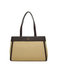Calvin Klein Torebka Ck Canvas Medium Tote LV04F3503G Beżowy. Brązowe torebki klasyczne damskie CALVIN KLEIN, bez wzorów, z materiału, bez dodatków. Za 649.99 zł.