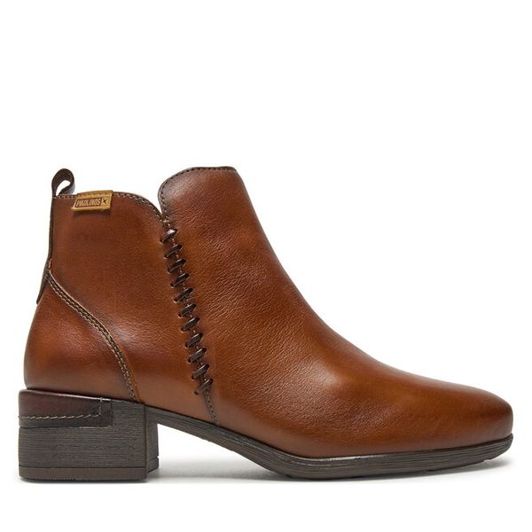 Botki Pikolinos. Brązowe botki damskie Pikolinos, bez obcasa, na słupku, bez zapięcia. Za 509.99 zł.