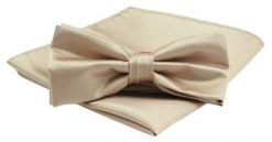 Męska Mucha z Poszetką Alties - Beżowa. Brązowe krawaty i muchy męskie Alties, bez wzorów, eleganckie. Za 54.00 zł.