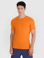 T-SHIRT MĘSKI 4F KOSZULKA DO BIEGANIA SZYBKOSCHNĄCA. T-shirty męskie 4f, l, bez wzorów, z dresówki, bez kołnierzyka. Za 129.99 zł.