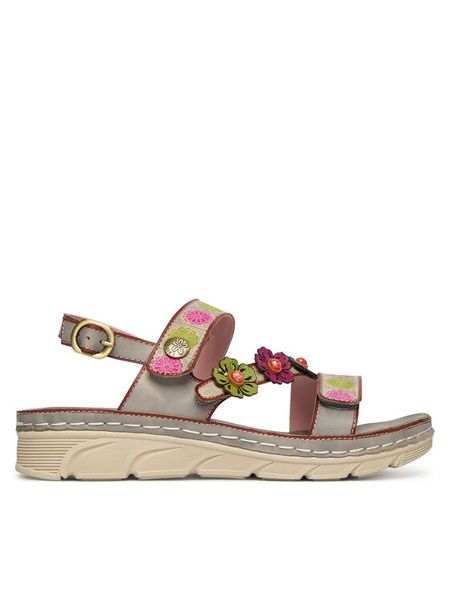 Laura Vita Sandały Dorry 18 Szary. Szare sandały damskie Laura Vita, bez wzorów, ze skóry, bez obcasa, na płaskiej podeszwie. Za 389.99 zł.