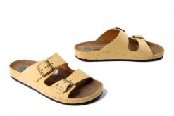 DR. BRINKMANN 700694-06 gelb, klapki damskie. Żółte klapki damskie Dr. Brinkmann, bez wzorów, ze skóry, bez obcasa. Za 264.90 zł.