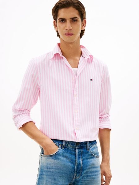 Tommy Hilfiger koszula casual Mężczyźni Regular Fit Bawełna biały|różowy, M. Białe koszule męskie Tommy Hilfiger, m, bez wzorów, z bawełny, bez kołnierzyka, bez ramiączek. Za 279.95 zł.