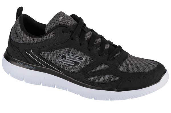 Buty do chodzenia męskie Skechers 52812BKW. Czarne buty sportowe na co dzień męskie Skechers, z materiału, bez zapięcia, na fitness i siłownię. Za 219.99 zł.