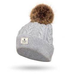 Czapka damska Peterson PTN HAT-06 szara. Szare czapki zimowe damskie Peterson, ze splotem. Za 46.00 zł.