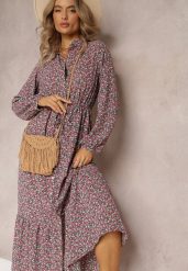 Czarno-Czerwona Sukienka Phinene. Czarne sukienki damskie Renee, m, z aplikacjami, z zamszu, boho, bez kołnierzyka, bez ramiączek, maxi, koszulowe. Za 69.99 zł.