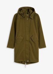 Parka hydrofobowa. Zielone parki damskie bonprix, bez wzorów. Za 369.99 zł.