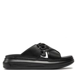 Klapki KARL LAGERFELD. Czarne klapki damskie Karl Lagerfeld, bez wzorów, bez obcasa. Za 449.99 zł.