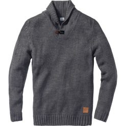 Sweter Regular Fit bonprix szary melanż. Szare swetry męskie bonprix, m, z aplikacjami, bez kołnierzyka. Za 49.99 zł.