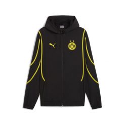 Kurtka Prematch Borussia Dortmund 2024/25. Czarne kurtki męskie Puma, xs, bez wzorów, sportowe, bez kaptura. W wyprzedaży za 275.50 zł.