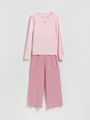 Dwuczęściowa piżama - pastelowy róż. Czerwone piżamy damskie Reserved, l, bez wzorów, z bawełny, bez ramiączek. Za 139.99 zł.