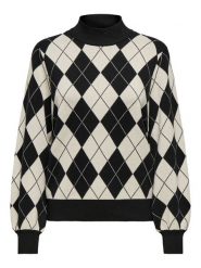 ONLY Sweter w kolorze czarno-białym rozmiar: L. Białe swetry klasyczne damskie Only, l, ze splotem, bez kołnierzyka. Za 139.54 zł.