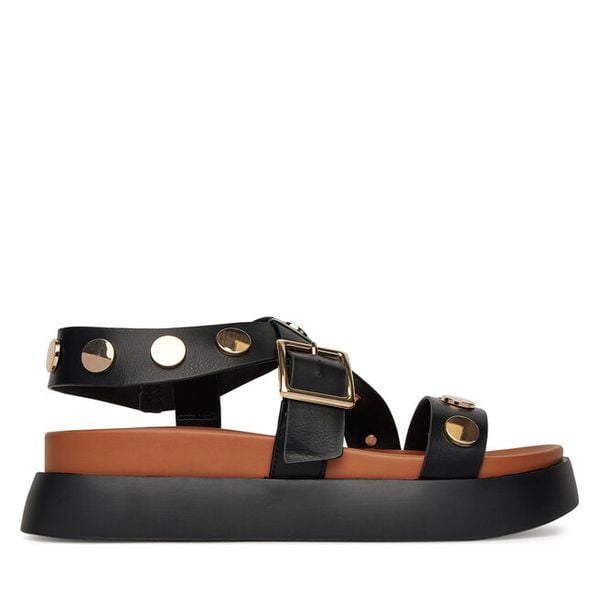 Sandały DeeZee. Czarne sandały damskie DeeZee, bez wzorów, bez obcasa, na płaskiej podeszwie. Za 149.99 zł.