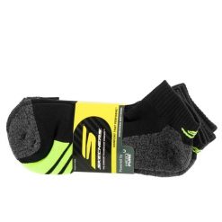 Skarpetki sportowe męskie 3pk Mens 1/2 Terry Q-Black Socks. Czarne skarpetki męskie Skechers, bez wzorów, z materiału. Za 59.99 zł.