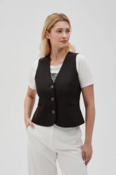 Garniturowa kamizelka czarna. Czarne kamizelki damskie MOODO, l, z elastanu. Za 119.99 zł.