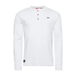 Koszulka z długim rękawem z tunezyjskim kołnierzykiem i wyszywanym logo Superdry. Białe koszulki męskie z długim rękawem Superdry., xl, z bawełny. Za 247.80 zł.