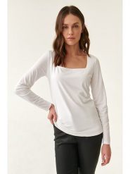 TATUUM Koszulka w kolorze białym rozmiar: XL. Białe bluzki damskie Tatuum, xl, bez wzorów, bez kołnierzyka, bez ramiączek. Za 70.24 zł.