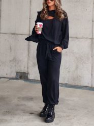 LA Angels 2-częściowy zestaw w kolorze czarnym rozmiar: M. Czarne spodnie dresowe damskie LA Angels, m, bez wzorów, z dresówki. Za 226.77 zł.