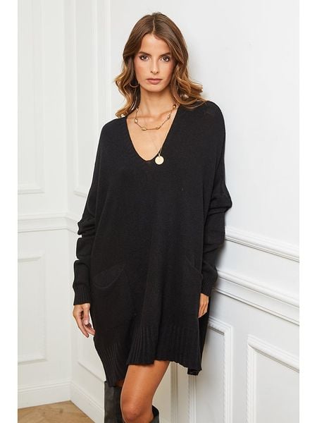 Joséfine Sukienka dzianinowa "Farjo" w kolorze czarnym rozmiar: L. Czarne sukienki damskie Joséfine, l, bez wzorów, z dzianiny, bez kołnierzyka, bez ramiączek, mini. Za 213.69 zł.