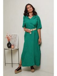 Le Monde du Lin Lniana sukienka w kolorze zielonym rozmiar: 40/42. Zielone sukienki damskie Le Monde du Lin, bez wzorów, ze lnu, klasyczne, bez kołnierzyka, bez ramiączek, maxi. Za 152.99 zł.