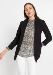 Długi żakiet. Czarne marynarki i żakiety damskie bonprix, bez wzorów, eleganckie. Za 189.99 zł.