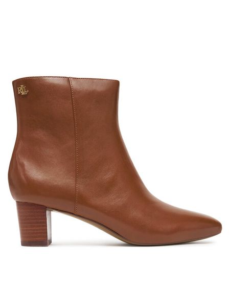 LAUREN RALPH LAUREN Botki 802974503001 Brązowy. Brązowe botki damskie Lauren Ralph Lauren, ze skóry, bez obcasa, na słupku, bez zapięcia. Za 769.99 zł.