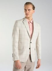 PAKO LORENTE – Beżowa marynarka męska w kratę Windowpane. Brązowe marynarki męskie Pako Lorente, bez wzorów. Za 329.99 zł.