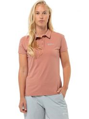 Jack Wolfskin Koszulka polo "Prelight Trail" w kolorze łososiowym rozmiar: XL. Pomarańczowe bluzki damskie Jack Wolfskin, xl, bez wzorów, bez kołnierzyka, bez ramiączek. Za 188.85 zł.