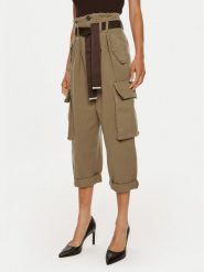 Pinko Spodnie cargo Ronfare 101840 A21C Khaki Regular Fit. Brązowe spodnie materiałowe damskie Pinko, bez wzorów, z bawełny. Za 539.99 zł.