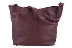 Listonoszka skórzana BARBERINI'S bordowa 12-5. Czerwone shopper bag damskie Barberinis, bez wzorów, ze skóry, duże, bez dodatków. Za 199.99 zł.