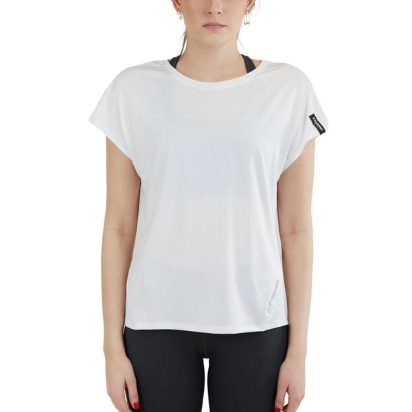 Koszulka sportowa damska Hanabi T-shirt z krótkim rękawem. Białe bluzki sportowe damskie Fundango, l, z materiału, bez kołnierzyka, bez ramiączek. Za 149.00 zł.