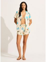 Seafolly Bluzka w kolorze kremowo-turkusowym rozmiar: L. Brązowe bluzki damskie Seafolly, l, bez wzorów, bez kołnierzyka, bez ramiączek. Za 170.87 zł.