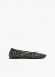 Baleriny z miękkiego materiału. Czarne baleriny damskie bonprix, bez wzorów, bez obcasa. Za 127.99 zł.