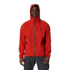 Rozciągliwa kurtka turystyczna Mountain Hardwear Ozonic. Czerwone kurtki męskie MOUNTAIN HARDWEAR, m, bez wzorów, bez kaptura. Za 834.60 zł.