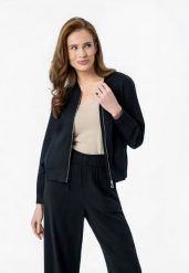 Lniana kurtka bomberka JB-TOKEO. Czarne kurtki damskie Volcano, l, bez wzorów, ze lnu, bez kaptura. Za 179.99 zł.