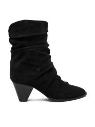 Badura Botki EO-APRIL-25FW218 Czarny. Czarne botki damskie Badura, ze skóry, bez obcasa, na słupku, bez zapięcia. Za 259.99 zł.