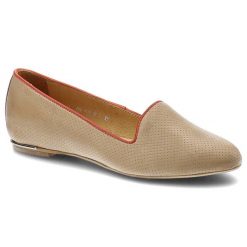 Beżowe Baleriny Carinii Wygodne Skórzane Buty. Brązowe baleriny damskie Carinii, z aplikacjami, ze skóry, bez obcasa, na obcasie. Za 189.00 zł.