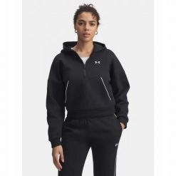 Bluza Damska Under Armour Z Zamkiem Do Połowy Sportowa UA Hoodie. Czarne bluzy sportowe damskie Under Armour, bez wzorów, bez ramiączek, bez kaptura. Za 269.99 zł.